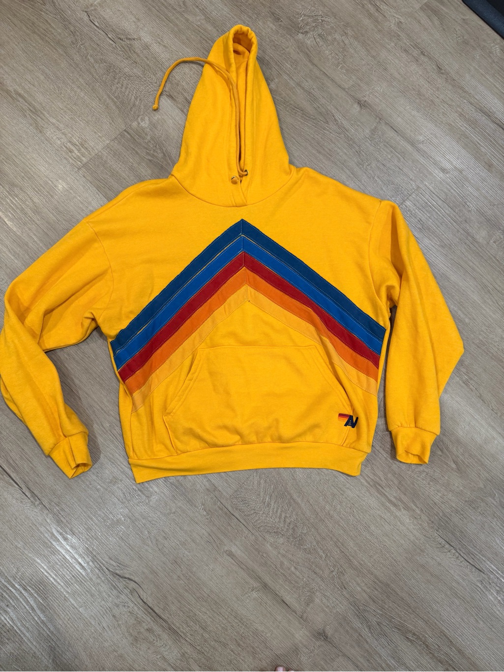 Aviator Nation Mountain Stitch Chevron Pullover Hoodie Relaxed - Gold — image 5 of 6